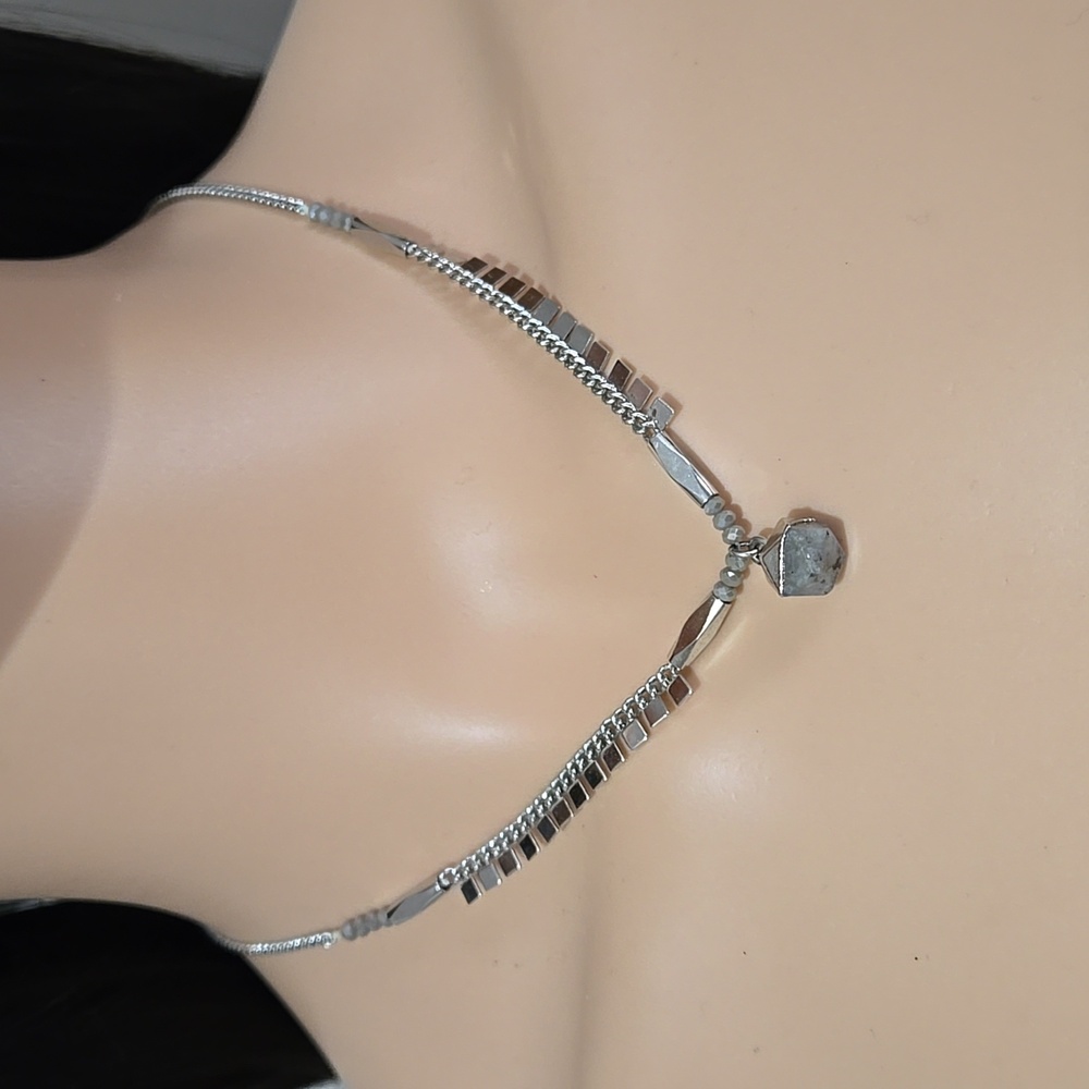 Elizabeth and James Silver Tone & Stone Necklace